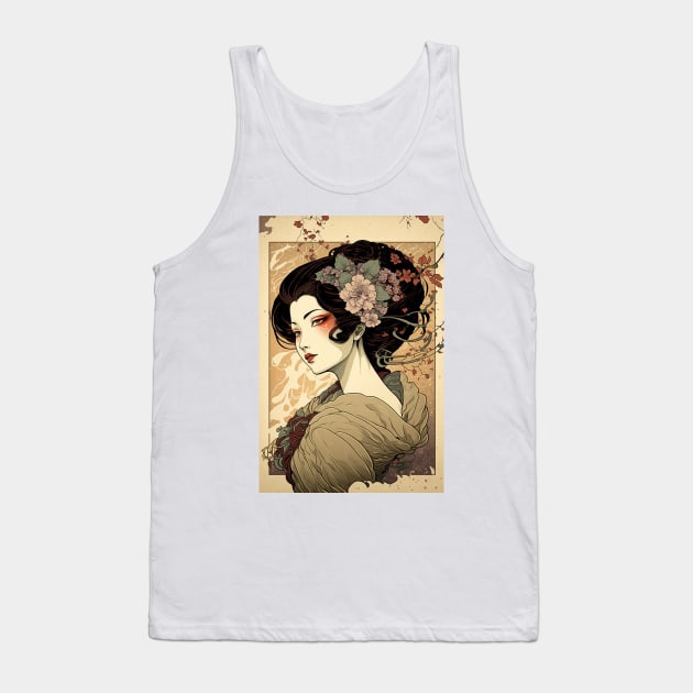 Japanese Woman in Spring - Art Nouveau Style Tank Top by ArtNouveauChic